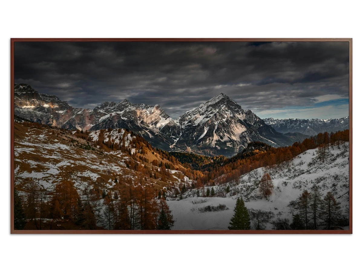 Mountain landscape in the Dolomites with snow during Autumn Mountain landscape in the Dolomites with snow during Autumn - Free art for Frame TV